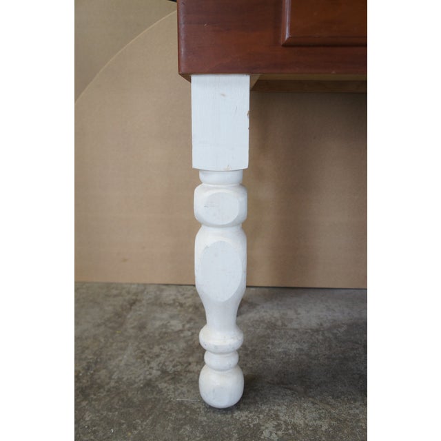 Vintage American Country Farmhouse Cherry & Pine Painted Table Kitchen Island For Sale - Image 9 of 12