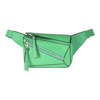 Jungle Green Calfskin Mini Puzzle Belt Bag For Sale