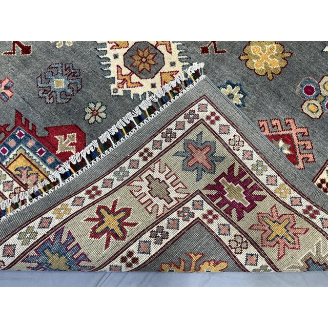 Gray Kazak Wool Rug With Star Medallion, 5'8" X 7'10" For Sale - Image 16 of 16