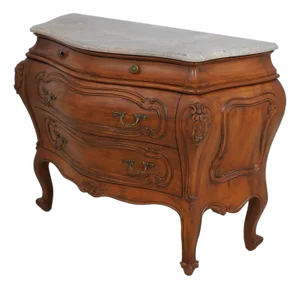 Marble Top French Continental Style Commode Chest