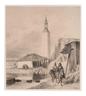 Auguste Raffet, Tour à Rhotaye, Lithograph, 1839
