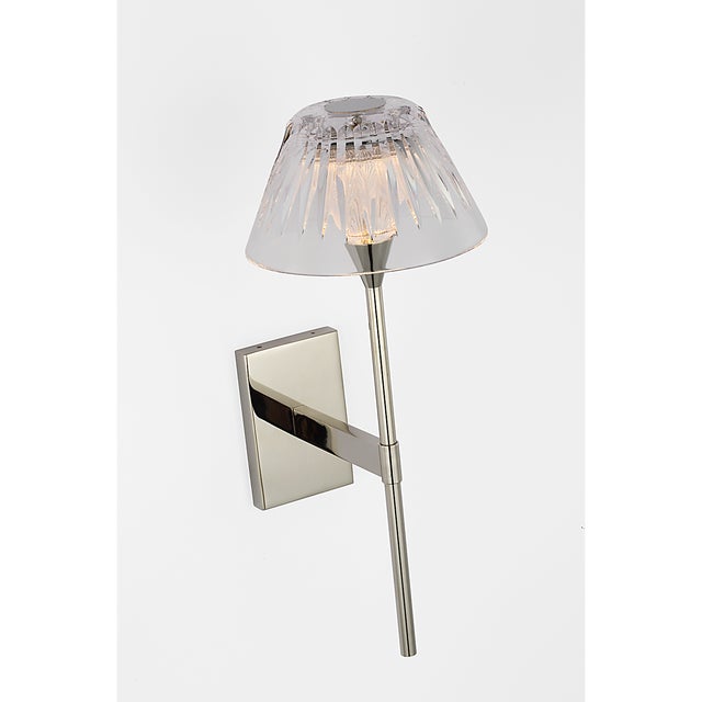 Visual Comfort Waterford for Visual Comfort Signature Blaze 14" Sconce in Polished Nickel with Clear Crystal For Sale - Image 4 of 12
