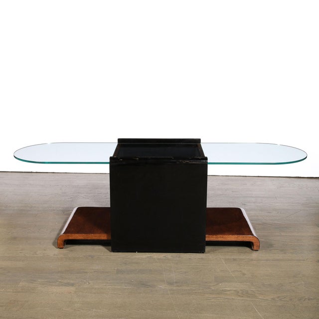 Art Deco Machine Age Bullet Form Glass Top Cocktail Table in Book ...