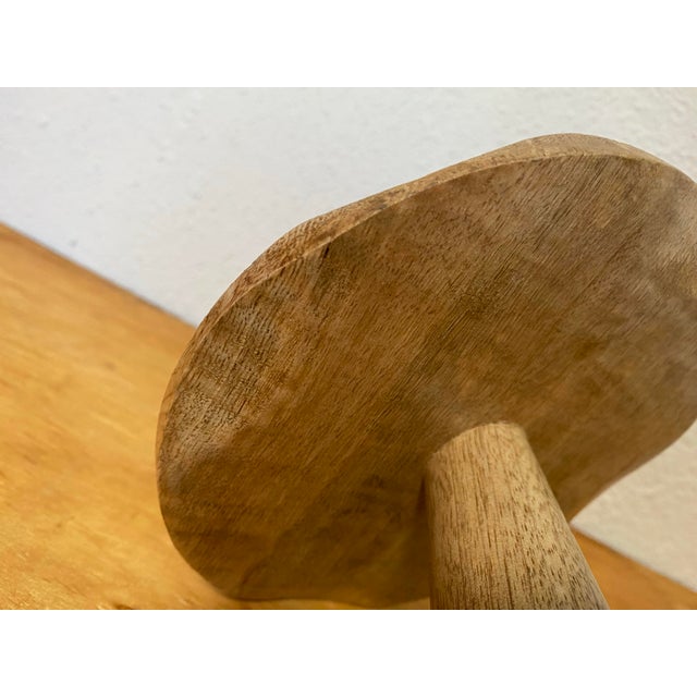 American Handmade Carved Hardwood Mushroom For Sale - Image 3 of 7