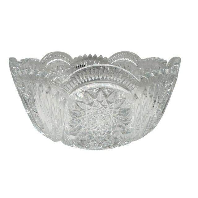 Vintage American Brilliant Period Cut Glass Bowl With Hobstar Sawtooth Rim For Sale - Image 11 of 12