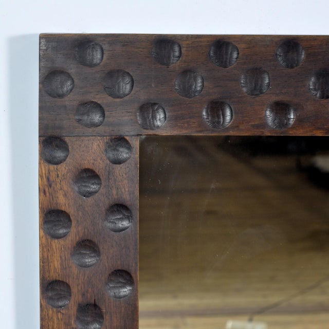 1970s Oak Brutalist Mirror, 1970s For Sale - Image 5 of 9