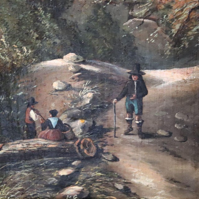M.G., Landscape with Castle, 18th Century, Oil Painting on Canvas, Framed For Sale - Image 12 of 18