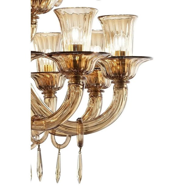 Contemporary Lively Curls Murano Glass Chandelier in Dark Amber by Simoeng for Simoeng For Sale - Image 3 of 7