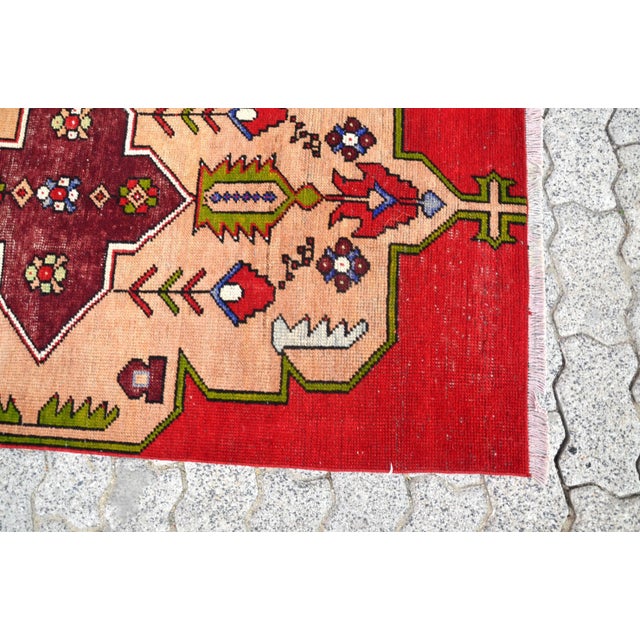 Vintage Red Small Rug For Sale - Image 9 of 11