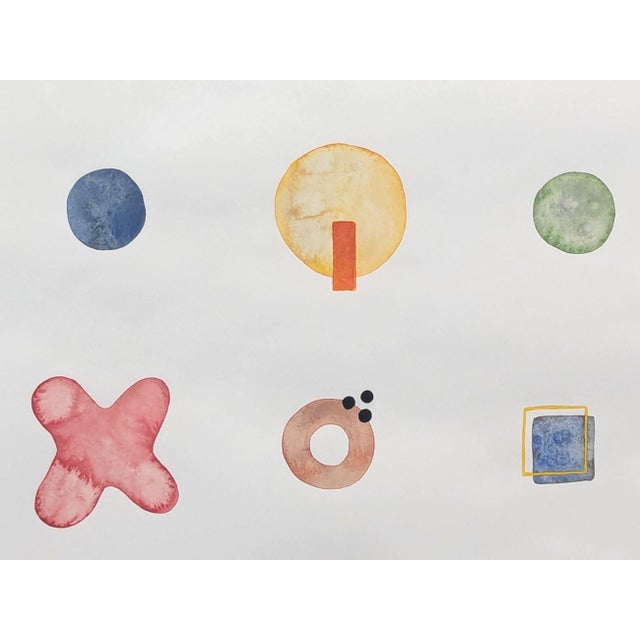 Tina Ruyi "Little Blobs" Contemporary Colorful Watercolor Geometric Dot Grid Painting, 2024 For Sale - Image 11 of 11