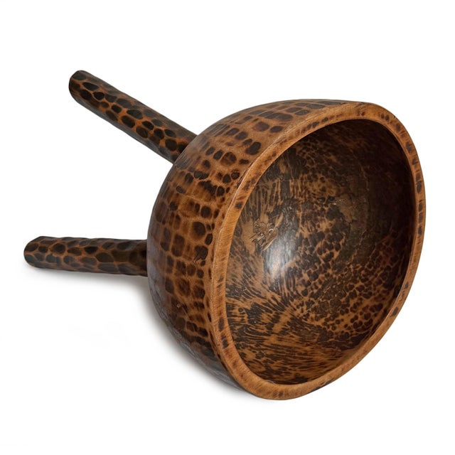Three-Leg Wood Carved Vintage Bowl For Sale - Image 4 of 5