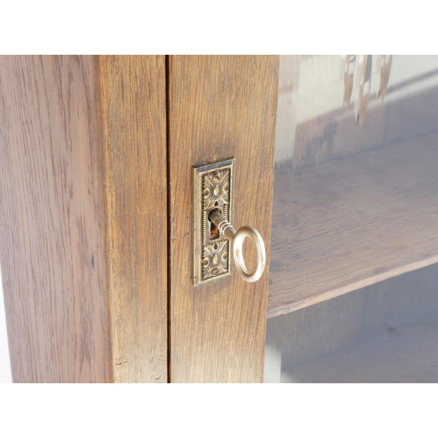 Vintage Oak Cabinet with Beveled Glass Door, 1920s For Sale - Image 9 of 11
