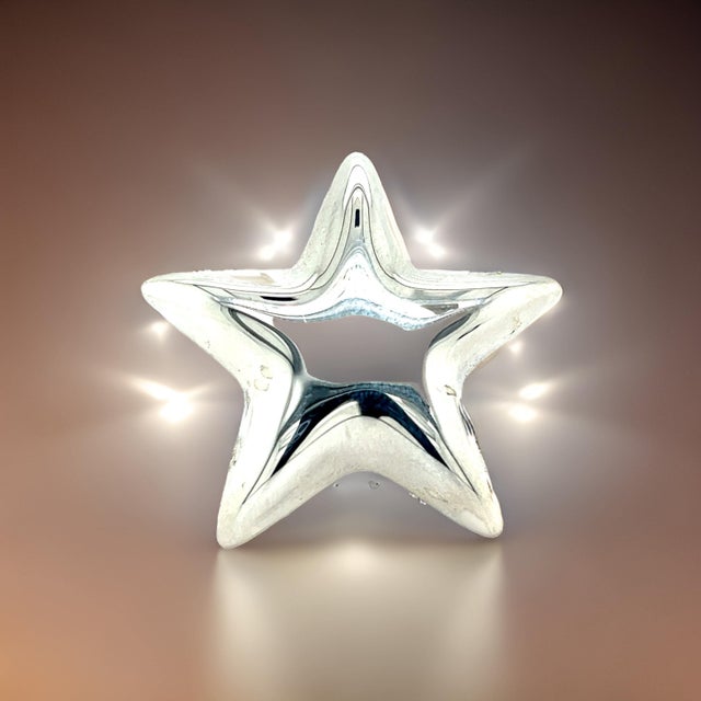 1990s Tiffany & Co Estate Puffed Star Brooch Sterling Silver For Sale - Image 4 of 9