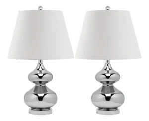 24 Inch H Double Gourd Glass Table Lamp in Silver - a Pair
