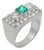 Mid 20th Century Retro Emerald Diamond Platinum Tank Ring, Size 6 For Sale