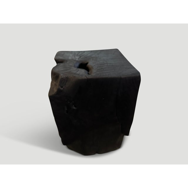 Contemporary Andrianna Shamaris Charred Teak Wood Side Table For Sale - Image 3 of 5