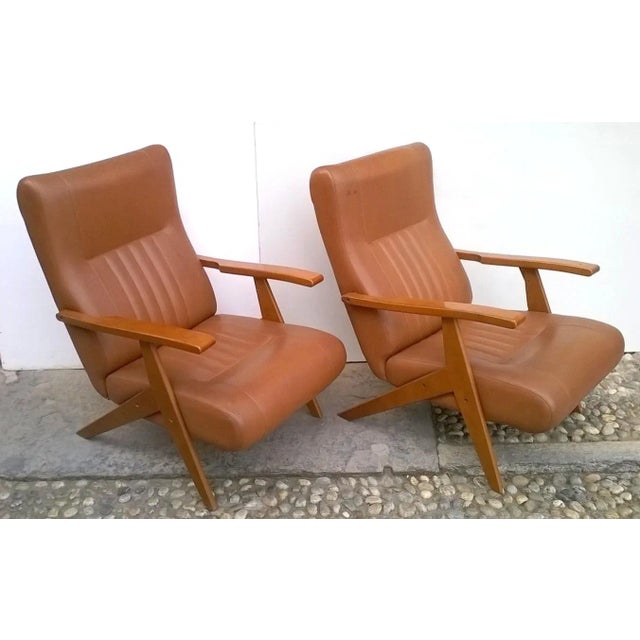 Wood Reclining Armchairs, Italy, 1960s, Set of 2 For Sale - Image 7 of 7