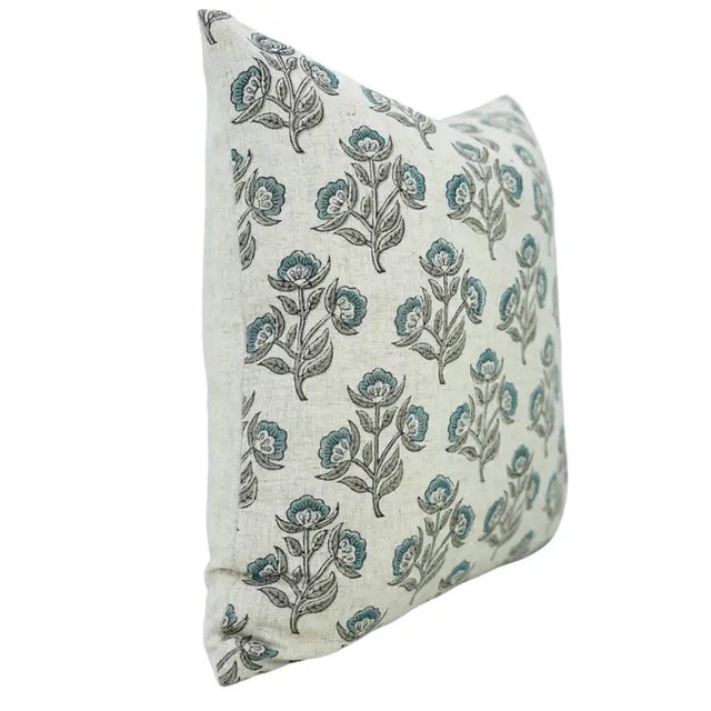 Art Deco Fabdivine Artisan Block Print Throw Pillow Cover 14x36 Inch Viscose Linen-Bael Patra For Sale - Image 3 of 5