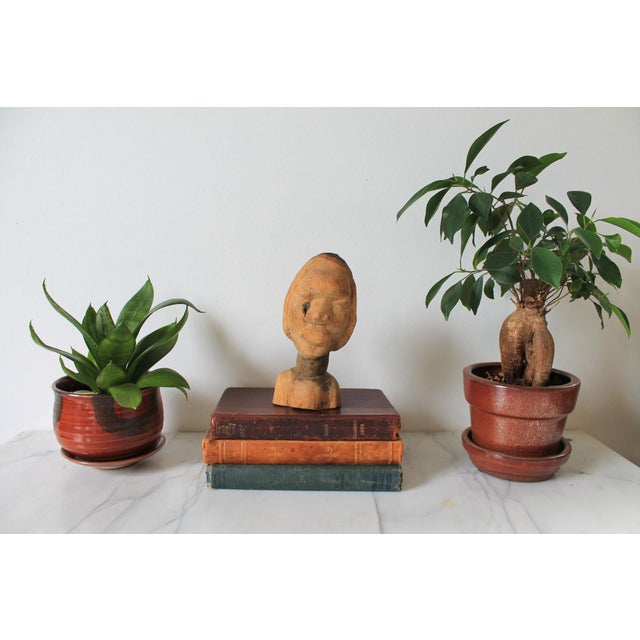 Mid 20th Century Vintage Hand Carved African Wood Bust For Sale - Image 5 of 11