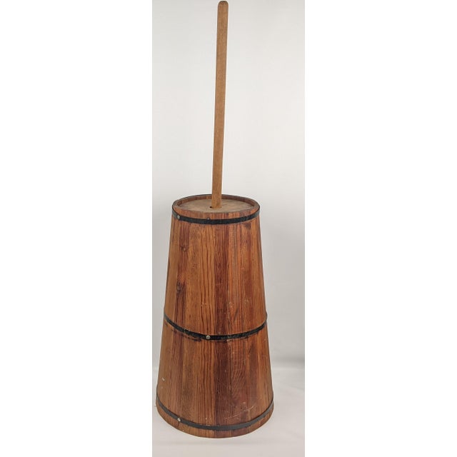 Antique Primitive Wooden Stave Butter Churn With Dasher, C. 1890–1919 For Sale - Image 12 of 14
