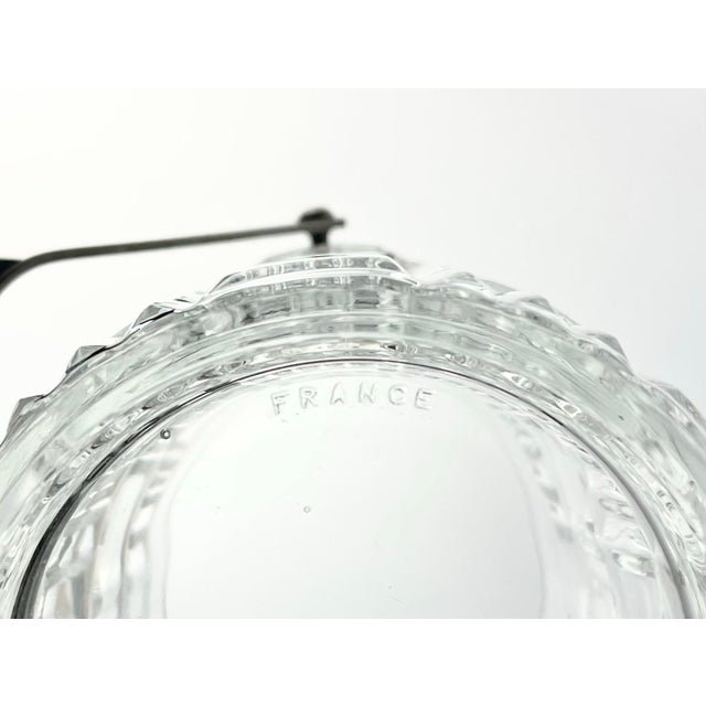 Glass 1980s Vintage Geometric Square Grid Plaid French Glass Ice Bucket For Sale - Image 7 of 7