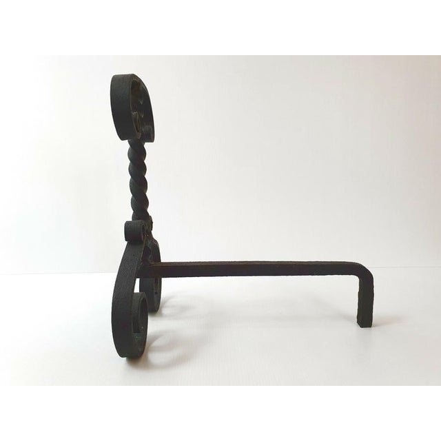 1960s Modernist Andirons in Cast Steel, 1960s-1970s, Set of 2 For Sale - Image 5 of 7