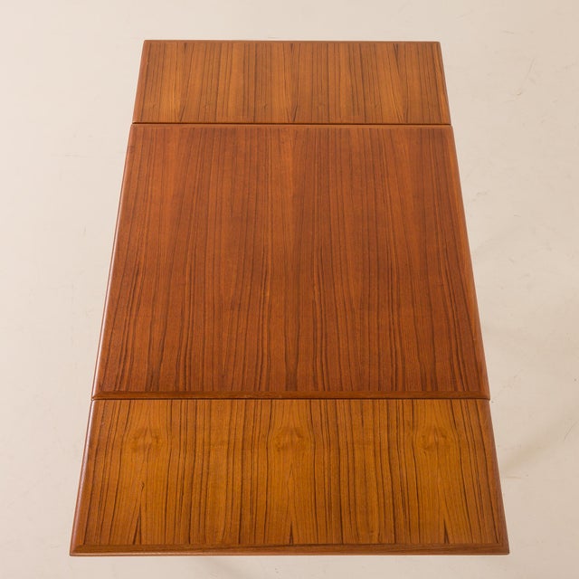Wood Mid-Century Danish Square Teak Table with Hidden Extensions, 1960s For Sale - Image 7 of 13
