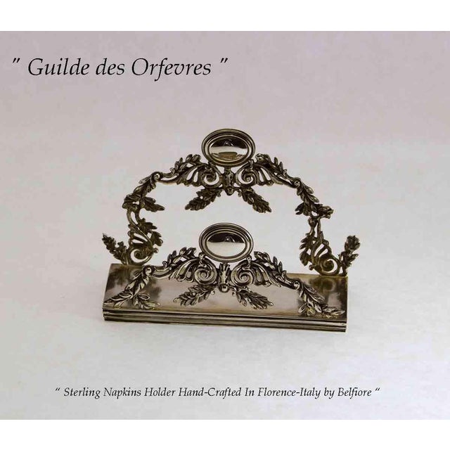 Metal 1990s Sterling Napkin Holder With Garland and Cartouche For Sale - Image 7 of 7