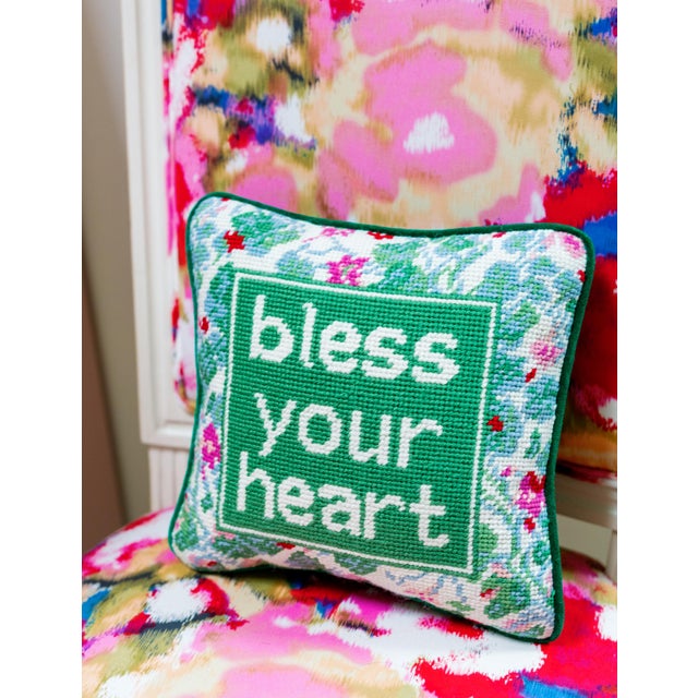 Furbish Bless Your Heart Needlepoint Pillow Chairish