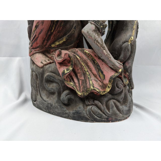 Large Vintage Balinese Polychrome Carved Wood Rama and Sita Sculpture, 32" For Sale - Image 13 of 17