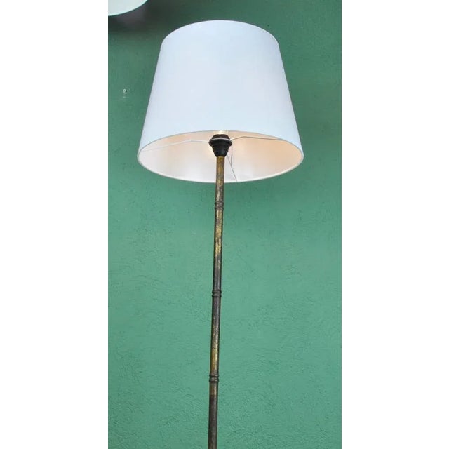 Metal Bamboo Metallic Foot Lamp, 1950s For Sale - Image 7 of 10