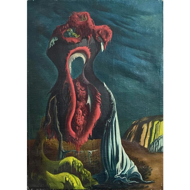 August Casciano (American, 1910-1993) - Surrealist Landscape, Signed (C. 1937, Oil on Canvas) For Sale - Image 9 of 9