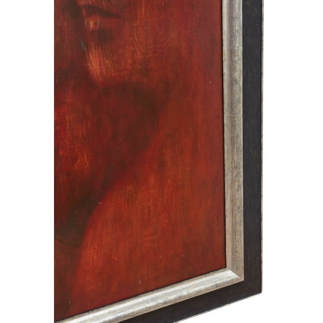 Red Vintage Signed Natalie Cole Oil on Board Painting Titled " Lady Godiva" Custom Framed For Sale - Image 8 of 8