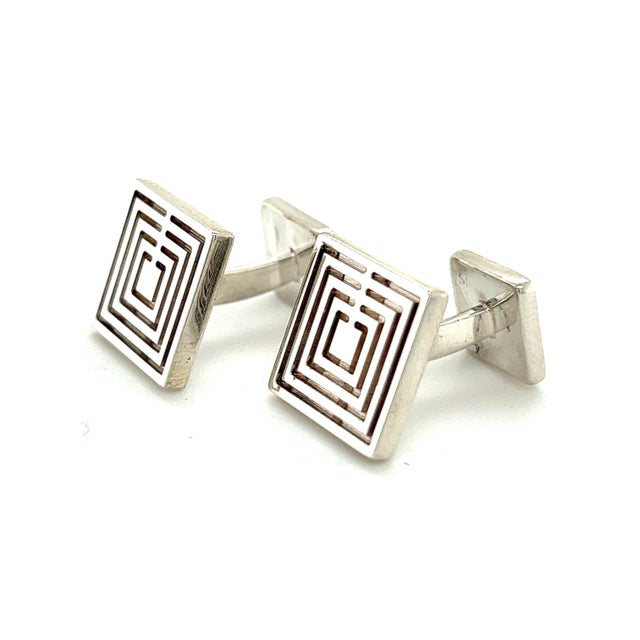 Metal 1990s Pair of Tiffany & Co Estate Mens Cufflinks Sterling Silver For Sale - Image 7 of 8