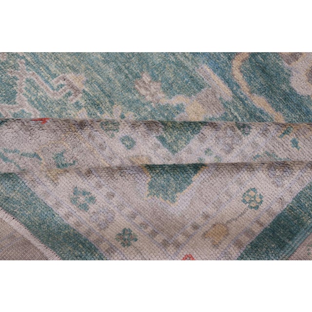 Green Color Turkish Oushak Rug by Keivan Woven Arts 10'7'' X 13'8'' For Sale - Image 17 of 18