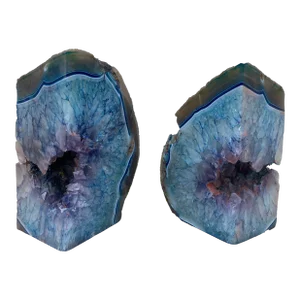 Vintage Blue Agate Geode Bookends- a Pair