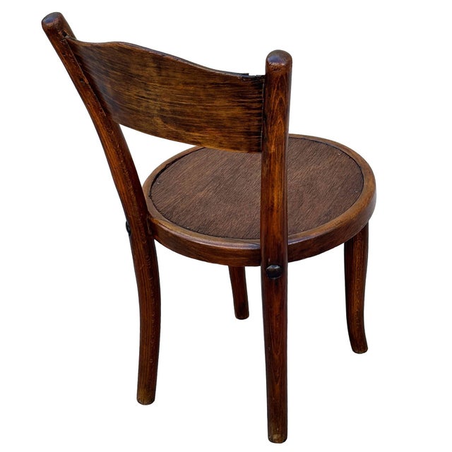 Early 20th Century Vienna Secession Sculpted Oak Side Chair W/ Carved Backrest, Attributed to Jacob & Josef Kohn For Sale - Image 4 of 6