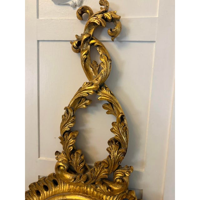 Antique Regency Style Giltwood Convex Girandole Wall Mirrors, 1920, Set of 2 For Sale - Image 9 of 12