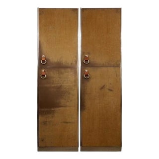 Wardrobes in Brown Suede and Metal by Guido Faleschini, 1960s, Set of 2 For Sale