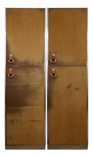 Wardrobes in Brown Suede and Metal by Guido Faleschini, 1960s, Set of 2