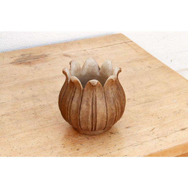 1990s 9" Blossoming Lotus Marble Vase For Sale - Image 5 of 8