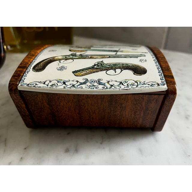 Mid-Century Modern Fornasetti Attributed MCM Metal Box With Arms Decoration For Sale - Image 3 of 8
