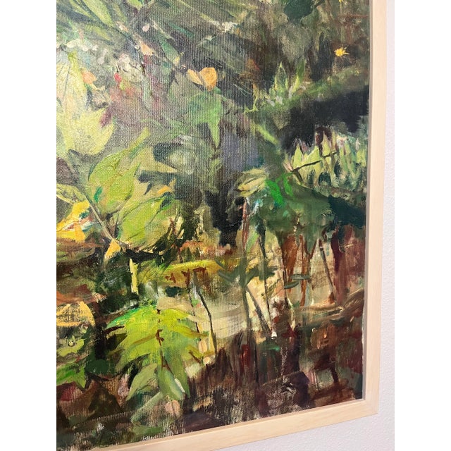 Late 20th Century Vintage Garden With Box Oil Painting For Sale - Image 4 of 7