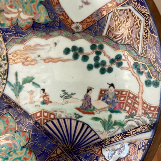 Imari Porcelain Late 18th Century Large Japanese Imari Meiji Period Porcelain Polychrome Wall Hanging/Centerpiece Platter W/Makers Marks For Sale - Image 4 of 12