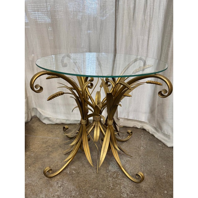Exquisite Italian wheat sheaf gold finish round side table. CC side table is named after designer Coco Chanel owned one of...
