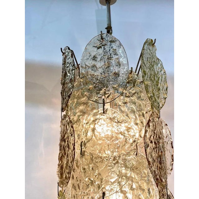 Amber Pair of 1960s Vistosi Torcello Glass Disk Chandeliers by Gino Vistosi For Sale - Image 8 of 12