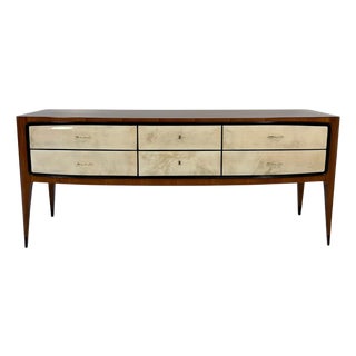 Italian Art Deco Dresser in Walnut and Parchment by Paolo Buffa, 1950s For Sale