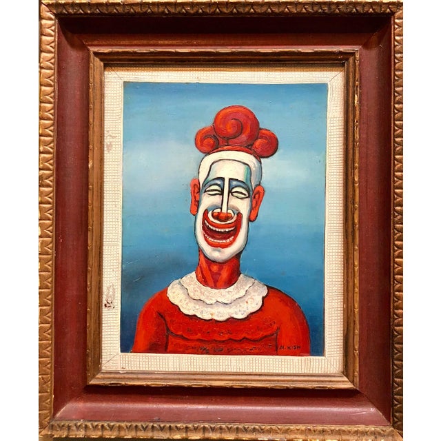 This portrait of a clown by Maurice Kish is part from a series of carnival figures, circus clowns and carousel horses and...