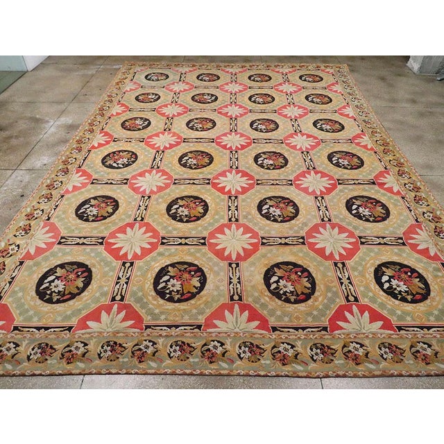 Galerie Shabab Collection Early 20th Century Antique English Needlepoint Large Carpet For Sale - Image 4 of 10