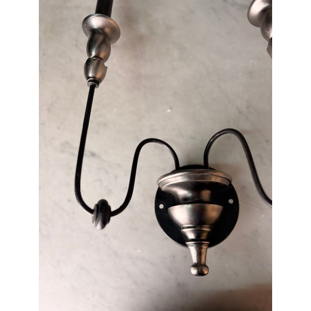 Contemporary Black Iron Two Arm Candelabra Wall Sconce - a Pair For Sale In New York - Image 6 of 8